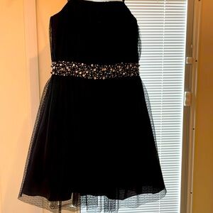 Black strapless dress with rhinestones size 2.